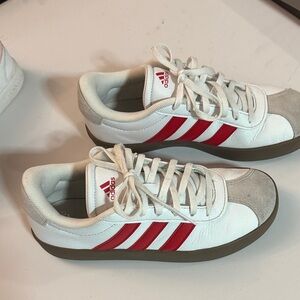 Adidas White and Red Casual Shoes